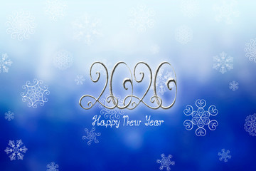 2020 Happy New Year banner illustration with silver numbers and lettering