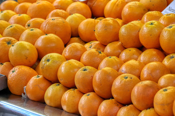 Oranges ready to be sold at the fruit market