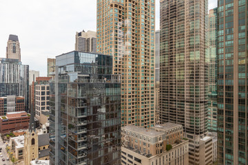 Chicago Illinois city skyscrapers, cloudy sky background