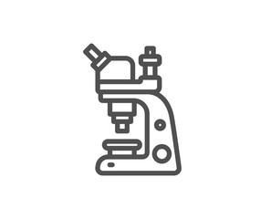 Microscope line icon. Chemistry lab sign. Analysis symbol. Quality design element. Linear style microscope icon. Editable stroke. Vector