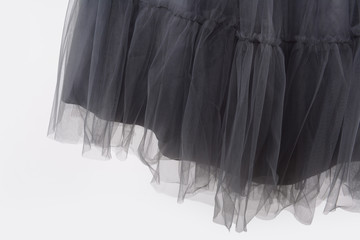 Gray skirt made of tulle on the white