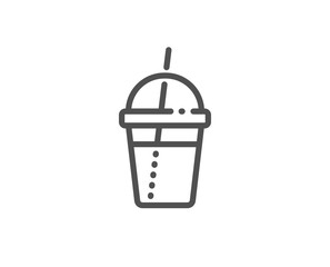 Coffee cocktail line icon. Hot latte, milkshake sign. Tea drink mug symbol. Quality design element. Linear style coffee cocktail icon. Editable stroke. Vector