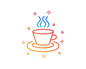 Tea or Coffee line icon. Hot drink sign. Fresh beverage symbol. Gradient design elements. Linear tea cup icon. Random shapes. Vector