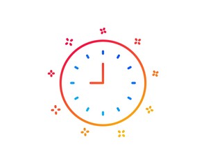 Clock line icon. Time sign. Office Watch or Timer symbol. Gradient design elements. Linear clock icon. Random shapes. Vector