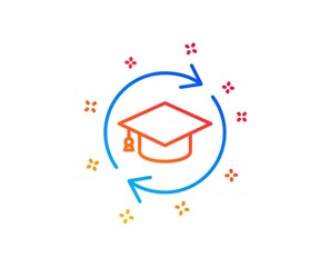 Continuing education line icon. Online education sign. Gradient design elements. Linear continuing education icon. Random shapes. Vector