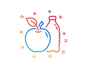 Apple line icon. Fruit, water bottle sign. Natural food symbol. Gradient design elements. Linear apple icon. Random shapes. Vector