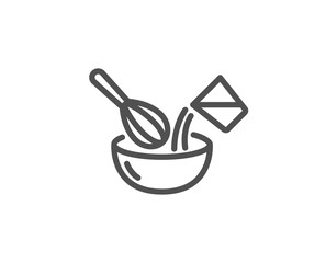 Cooking whisk line icon. Cutlery sign. Food mix symbol. Quality design element. Linear style cooking whisk icon. Editable stroke. Vector