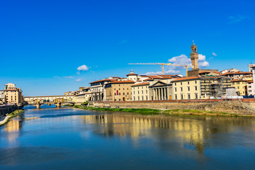 Fototapeta na wymiar Ponte Palazzo Vecchio Arno River Florence Tuscany Italy.