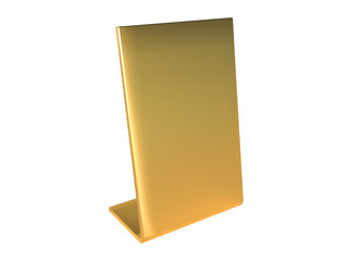 Metal - golden table stand display on white background. 3d rendering