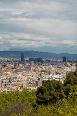 Fototapeta na wymiar Barcelona, Spain - April, 2019: Panorama on Barcelona city from Montjuic castle. Catalonia. Spain.
