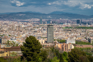 Fototapeta na wymiar Barcelona, Spain - April, 2019: Barcelona from natural park Montjuic, Spain