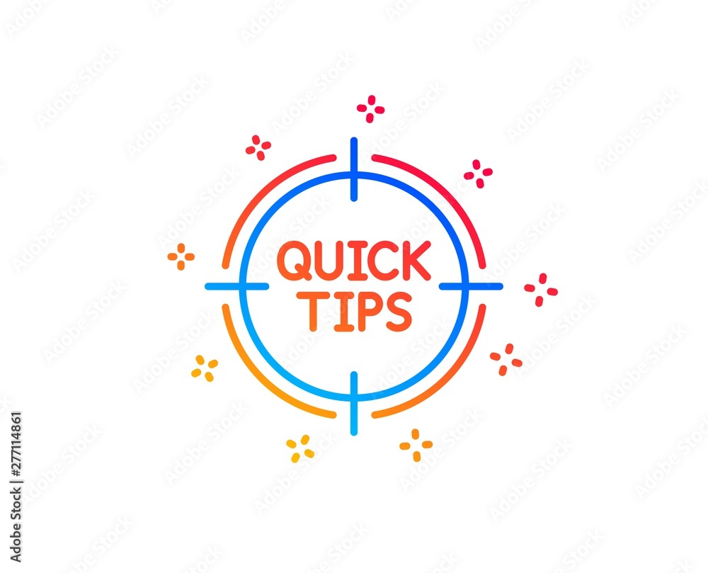 Poster quick tips aim line icon. helpful tricks target sign. gradient design elements. linear tips icon. ra