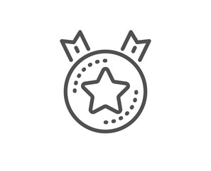 Ranking star line icon. Winner medal sign. Best rank symbol. Quality design element. Linear style ranking star icon. Editable stroke. Vector