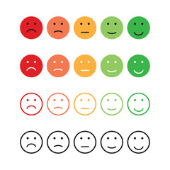 set emotions rating different colors in flat