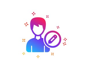 Edit User icon. Profile Avatar with pencil sign. Male Person silhouette symbol. Dynamic shapes. Gradient design edit person icon. Classic style. Vector