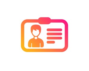 ID card icon. User Profile sign. Male Person silhouette symbol. Identification plastic card. Classic flat style. Gradient identification card icon. Vector