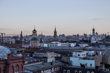 Top view of the historic center of Moscow Russia from the roof of the Central children's store