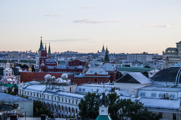 Top view of the historic center of Moscow Russia from the roof of the Central children's store