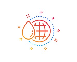 World water line icon. Clean aqua drop sign. Liquid symbol. Gradient design elements. Linear world water icon. Random shapes. Vector