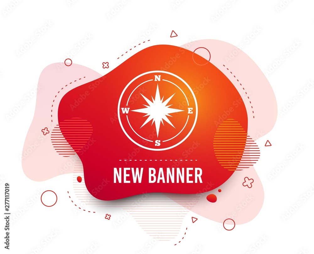 Poster fluid badge. compass sign icon. windrose navigation symbol. abstract shape. gradient compass icon. f