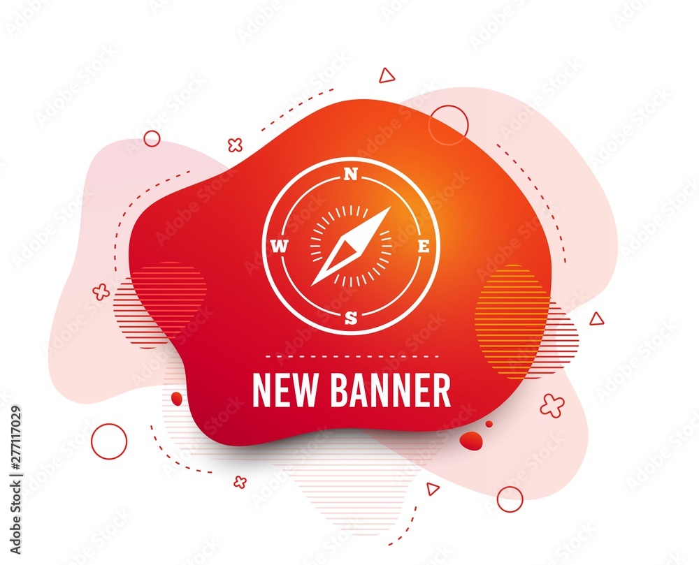 Poster fluid badge. compass sign icon. windrose navigation symbol. abstract shape. gradient compass icon. f