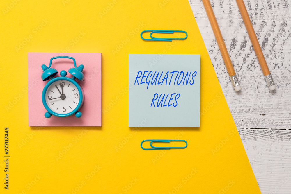 Poster conceptual hand writing showing regulations rules. concept meaning standard statement procedure gove