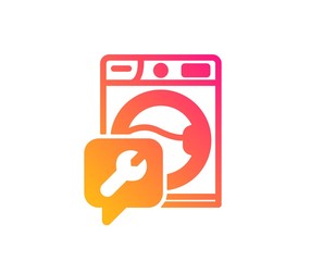 Spanner tool icon. Washing machine repair service sign. Classic flat style. Gradient washing machine icon. Vector
