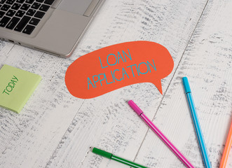 Conceptual hand writing showing Loan Application. Concept meaning Document that provides financial...