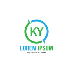 Initial KY logo template with modern frame. Minimalist KY letter logo vector illustration