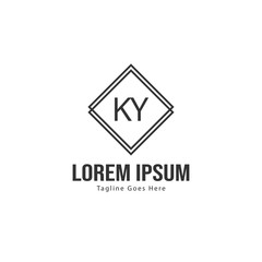 Initial KY logo template with modern frame. Minimalist KY letter logo vector illustration