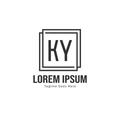Initial KY logo template with modern frame. Minimalist KY letter logo vector illustration