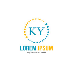 Fototapeta premium Initial KY logo template with modern frame. Minimalist KY letter logo vector illustration
