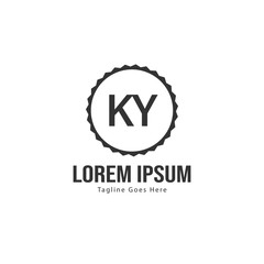 Initial KY logo template with modern frame. Minimalist KY letter logo vector illustration