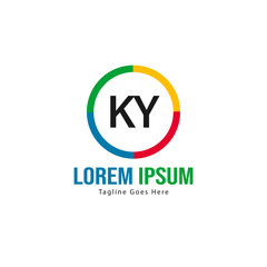 Initial KY logo template with modern frame. Minimalist KY letter logo vector illustration