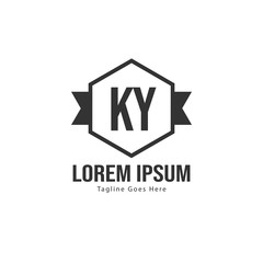 Initial KY logo template with modern frame. Minimalist KY letter logo vector illustration