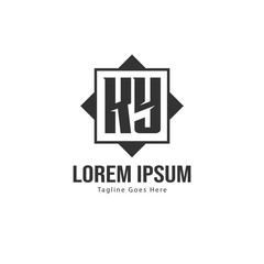 Initial KY logo template with modern frame. Minimalist KY letter logo vector illustration