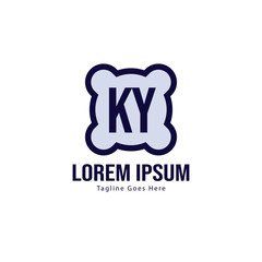 Initial KY logo template with modern frame. Minimalist KY letter logo vector illustration