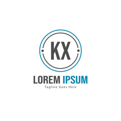 Initial KX logo template with modern frame. Minimalist KX letter logo vector illustration