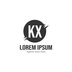 Initial KX logo template with modern frame. Minimalist KX letter logo vector illustration