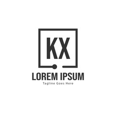 Initial KX logo template with modern frame. Minimalist KX letter logo vector illustration
