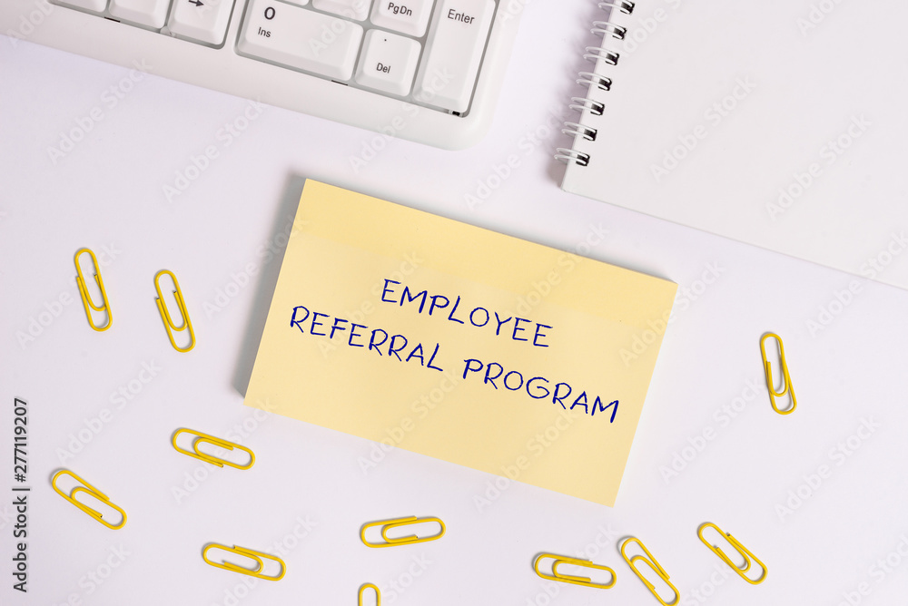 Poster conceptual hand writing showing employee referral program. concept meaning employees are rewarded fo