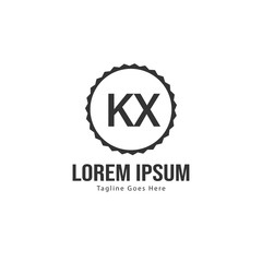 Initial KX logo template with modern frame. Minimalist KX letter logo vector illustration