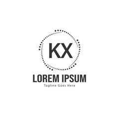 Initial KX logo template with modern frame. Minimalist KX letter logo vector illustration