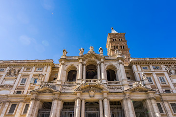 Fototapeta na wymiar Facade Entrance Tower Santa Maria Maggiore Rome Italy