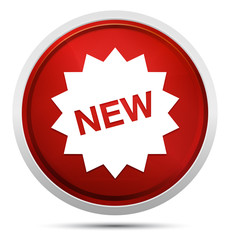 New star badge icon Promo Red Round Button