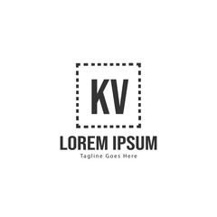 Obraz premium Initial KV logo template with modern frame. Minimalist KV letter logo vector illustration