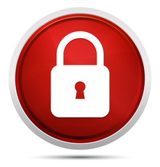 Padlock close icon Promo Red Round Button