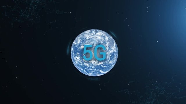 Earth 5G Network iot Internet of Things Full Orb Day Blue