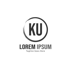 Initial KU logo template with modern frame. Minimalist KU letter logo vector illustration