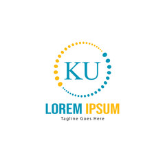 Fototapeta na wymiar Initial KU logo template with modern frame. Minimalist KU letter logo vector illustration